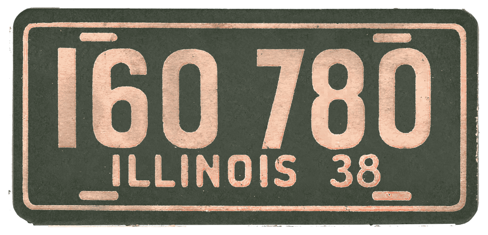 1938 Auto License Cards miniature license plate sample